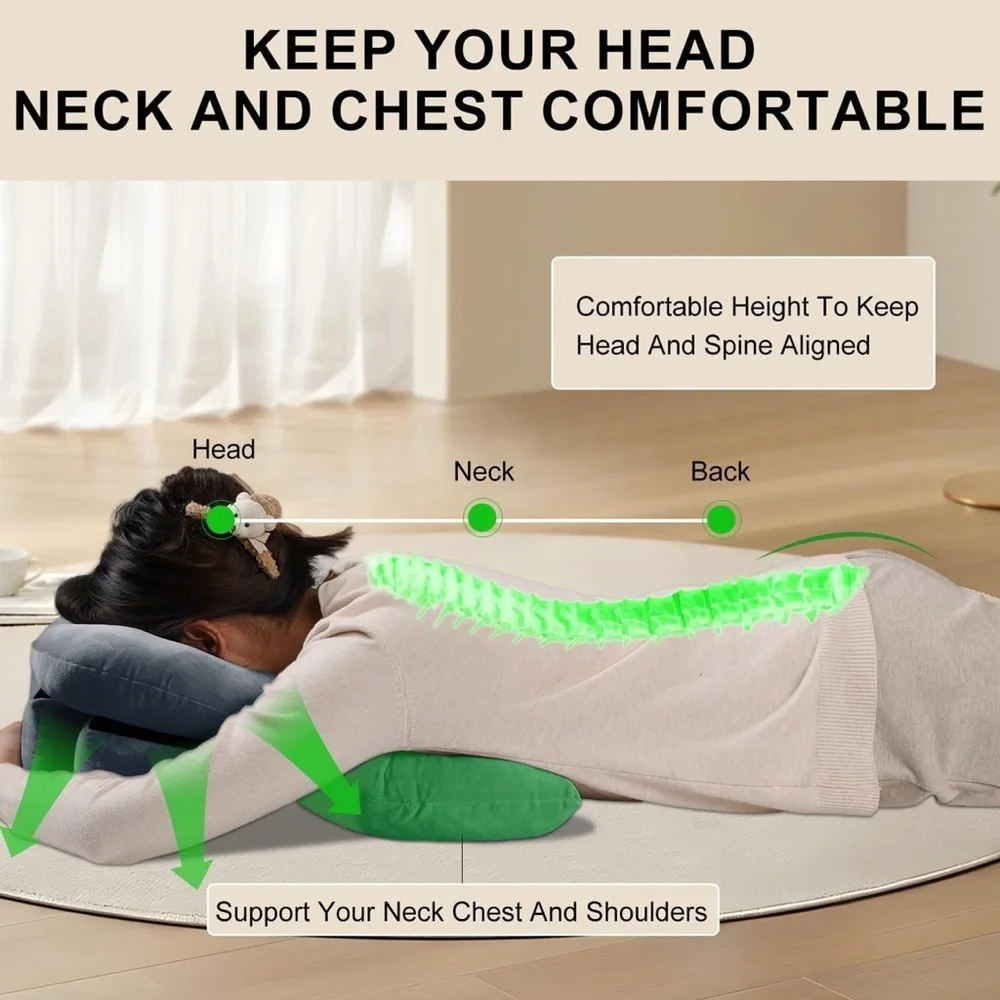 Auliaory Face Down Pillow After surgery, Gray U-Shaped Travel Pillow